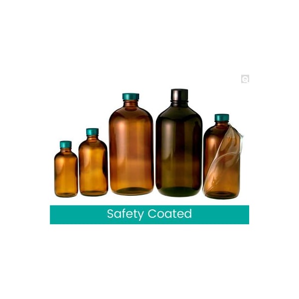 Qorpak Of Berlin Packaging Qorpak 32oz Safety Coated Amber Boston Round Bottle with 33-400 neck finish, Case of 30 GLA-00956 - main